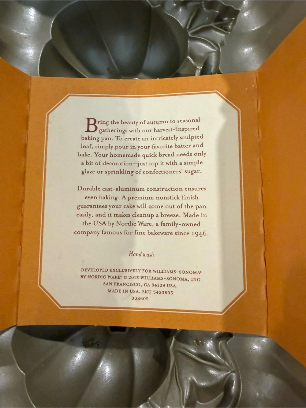 Williams Sonoma Cast Aluminum Pumpkin Loaf Mold